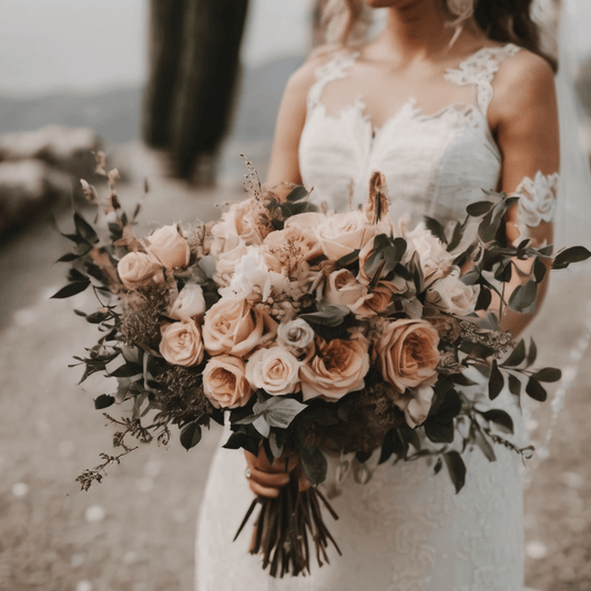 Relaxed bride reviewing wedding planning checklist with a smile