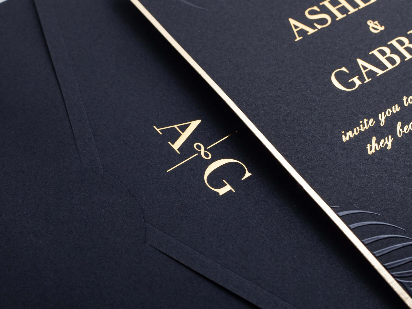 Black Wedding Invitations | Black and Gold Foil Detailed