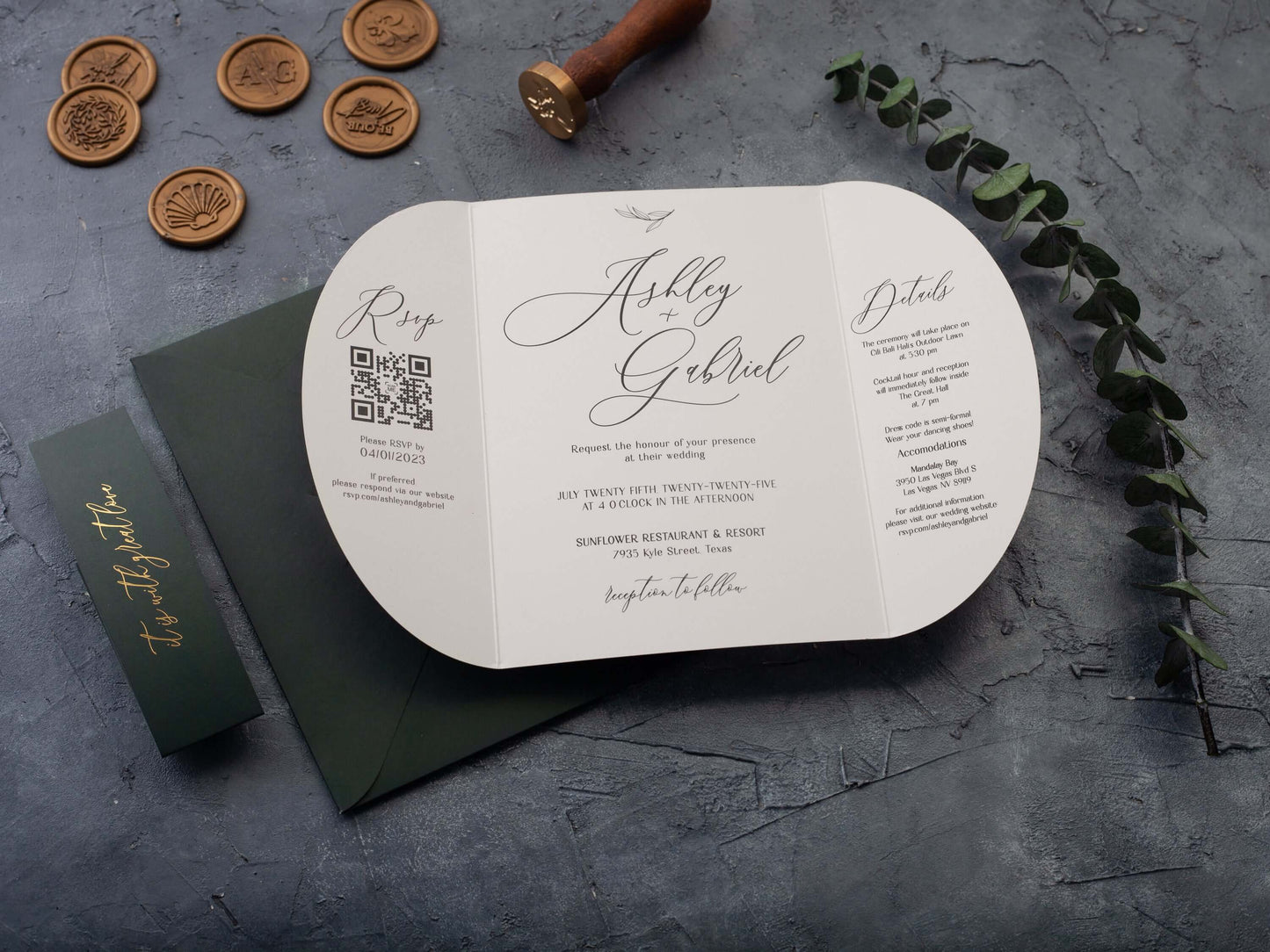 Butterfly Fold Wedding Invitations with Personalized Photo