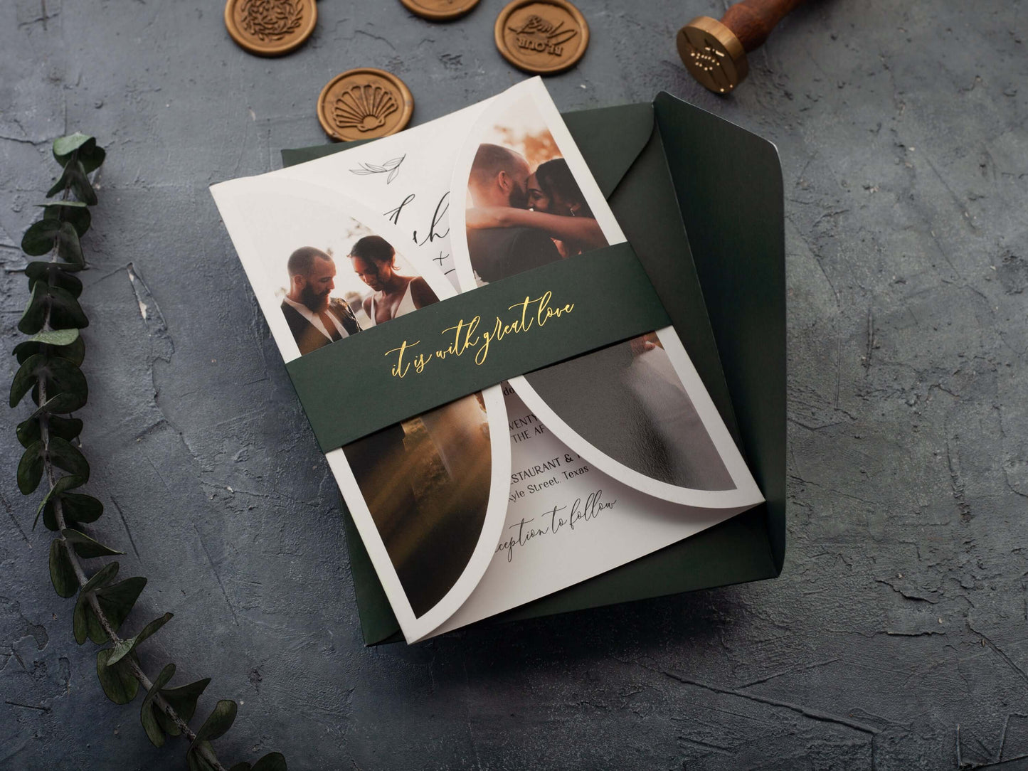 Butterfly Fold Wedding Invitations with Personalized Photo