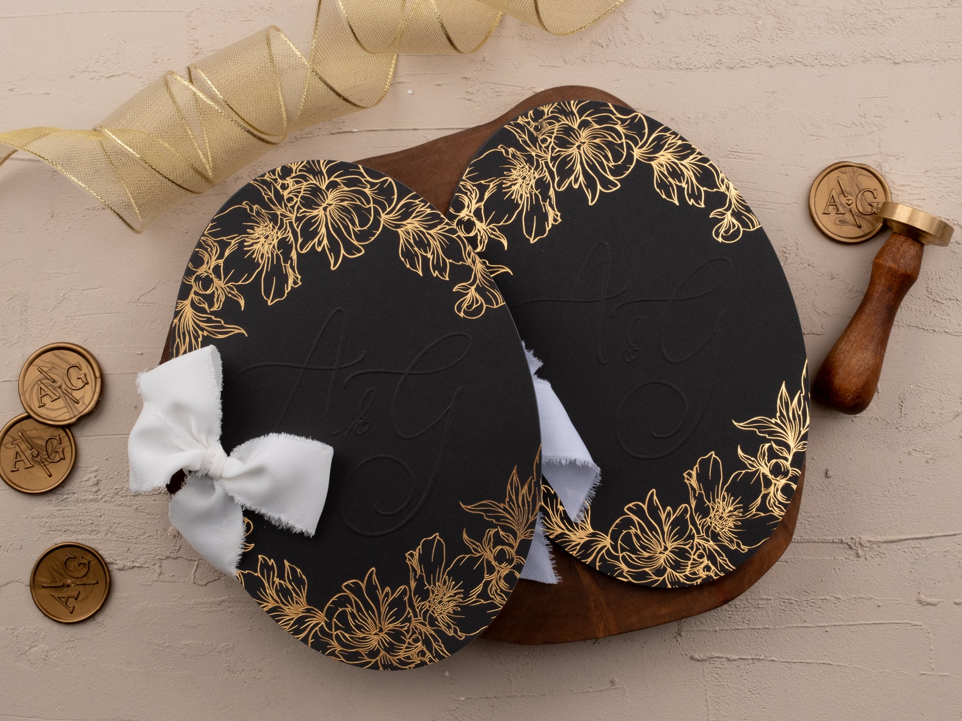 Embossed Black and Floral Gold Design Embossed Jacket