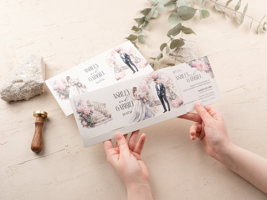 Elegant Slide Wedding Invitation - Floral Design