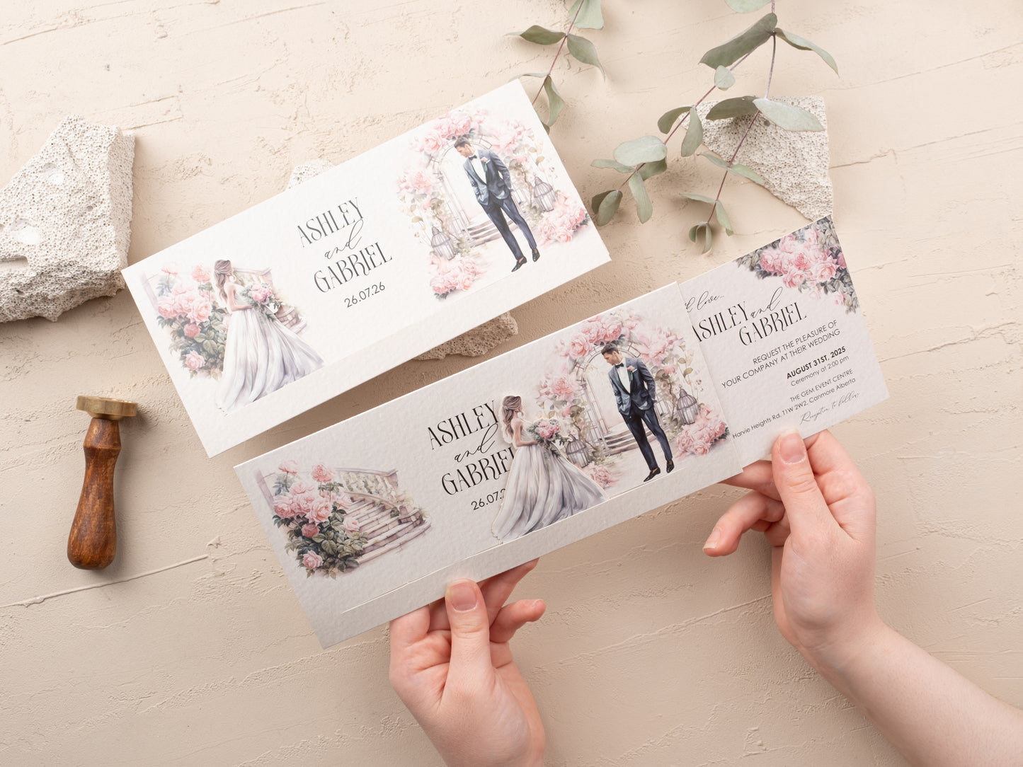 Elegant Slide Wedding Invitation - Floral Design
