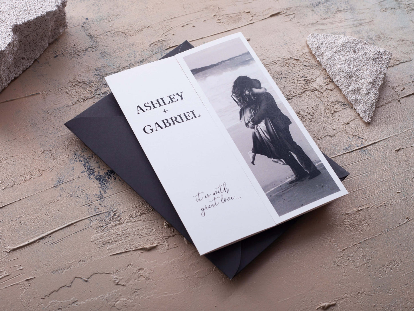 Folded Wedding Invitations with Couple Photo and Rsvp