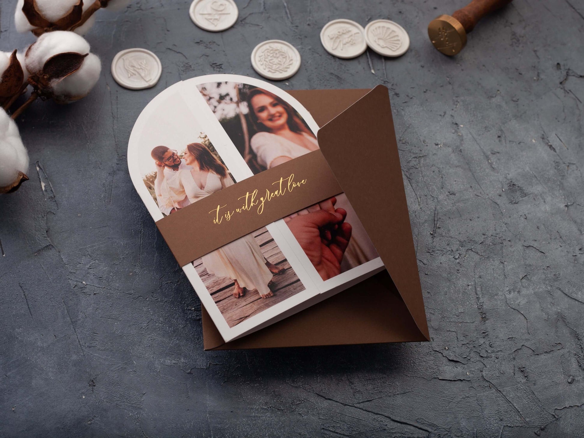 Arch Wedding Invitations with Couple Photo and QR RSVP