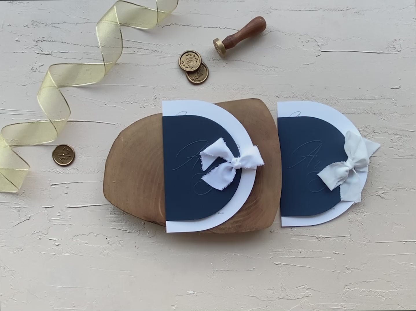 Navy blue wedding invitation Set