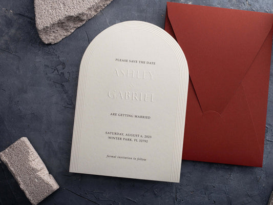 Arch Embossed Wedding Invitations