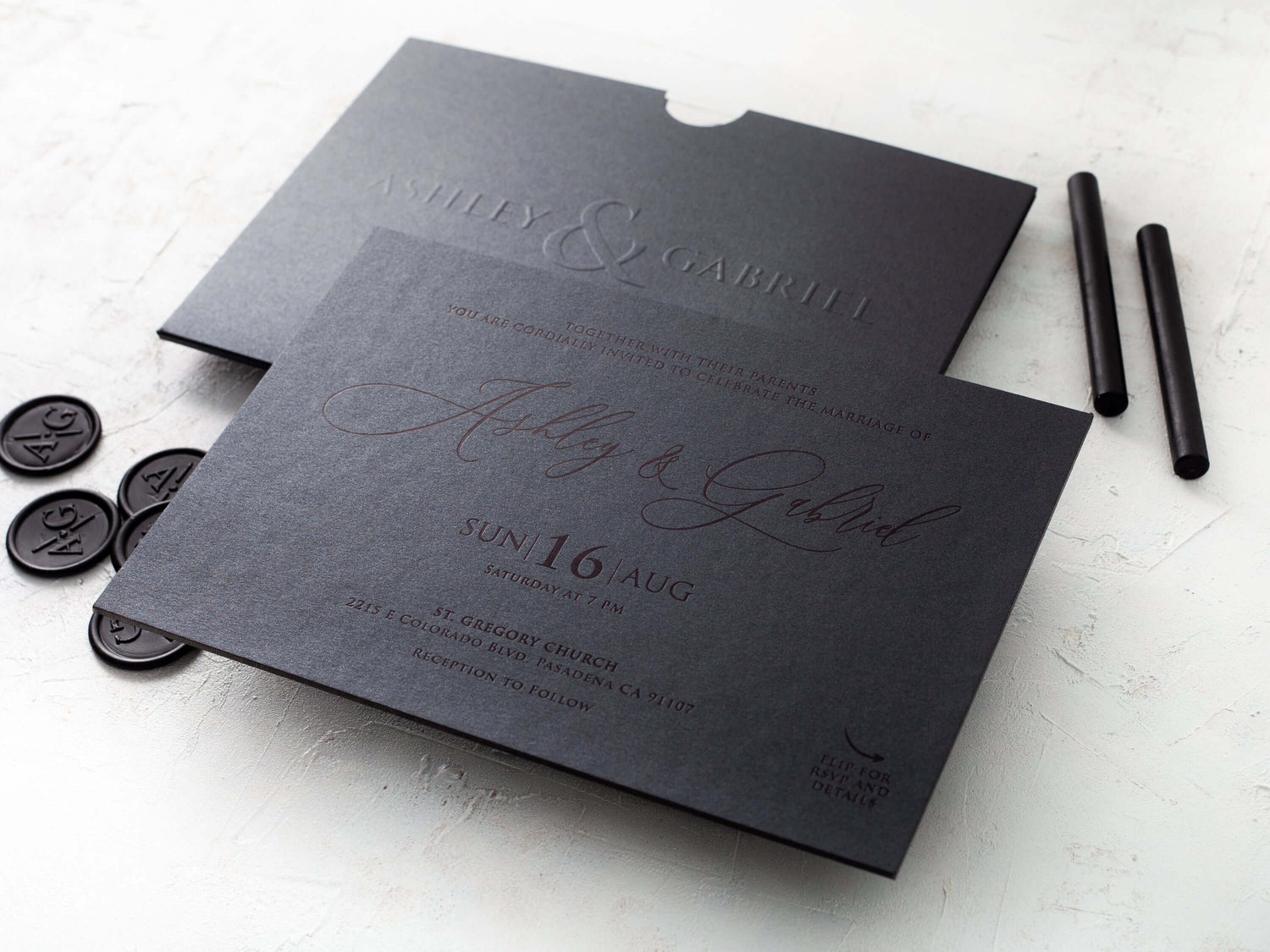 Luxury box style wedding invitation set with detailed packaging