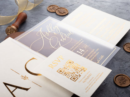 Ivory and Gold Acrylic Wedding Invitation | Ivory Envelope