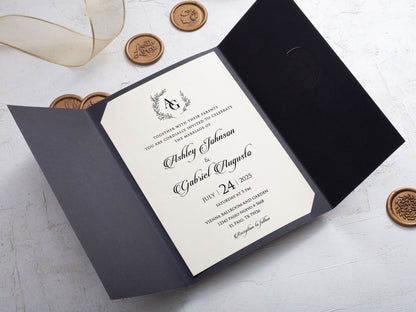 Black Gatefold Wedding Invitations