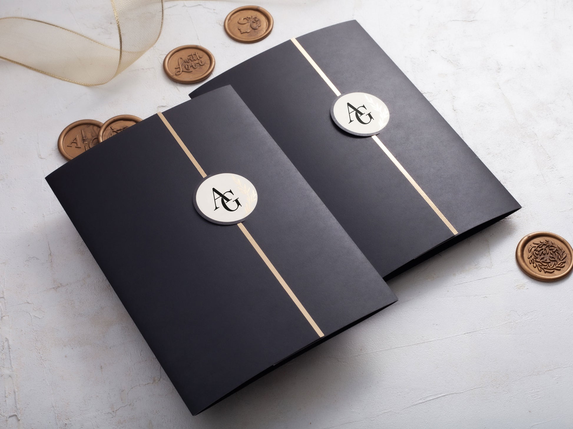 Black Gatefold Wedding Invitations