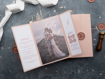 Acrylic Wedding Invitations with Blush Pink Jacket