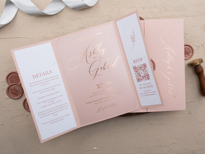 Luxury Blush Pink Wedding Invitations – Rose Gold Foil