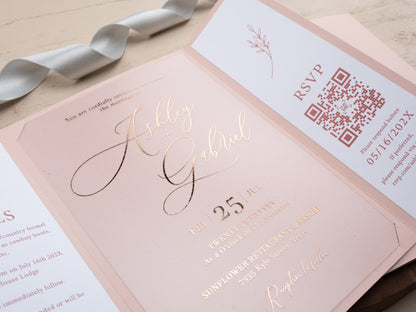 Luxury Blush Pink Wedding Invitations – Rose Gold Foil