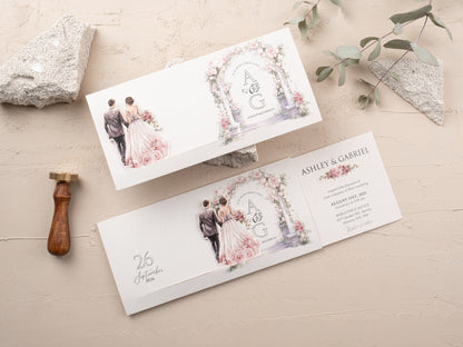 Floral Arch Wedding Invitation Card - Slide Invite