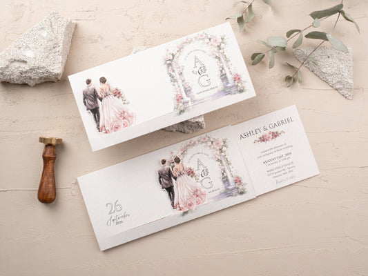 Floral Arch Wedding Invitation Card - Slide Invite