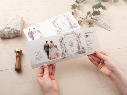 Floral Arch Wedding Invitation Card - Slide Invite