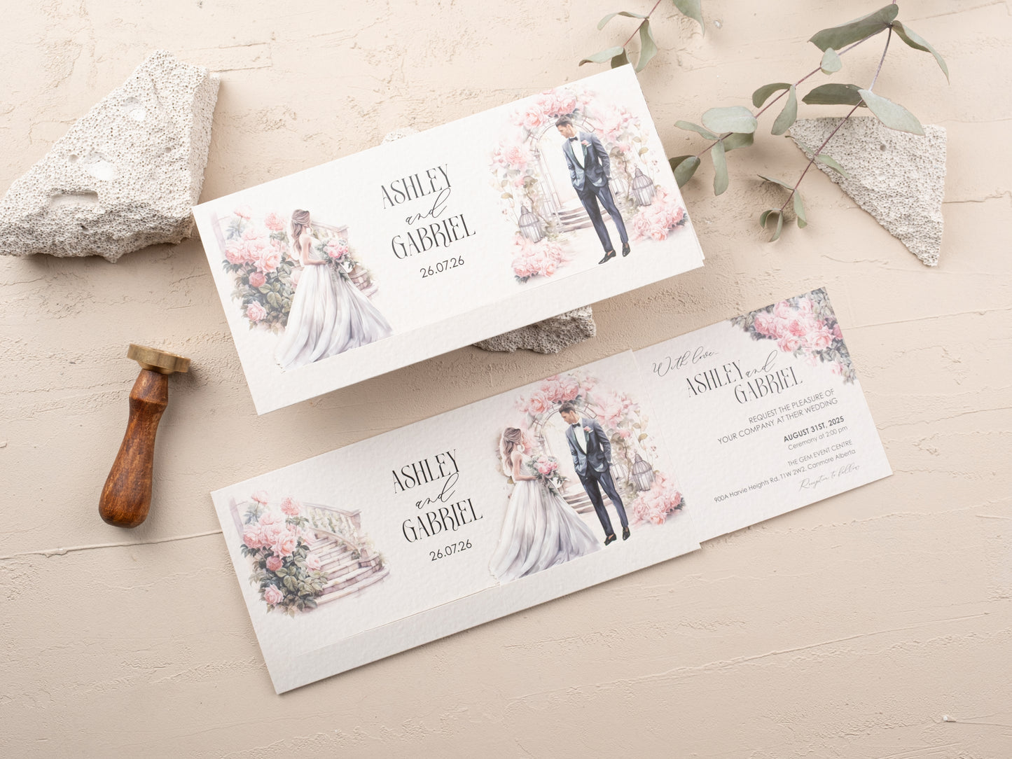 Elegant Slide Wedding Invitation - Floral Design