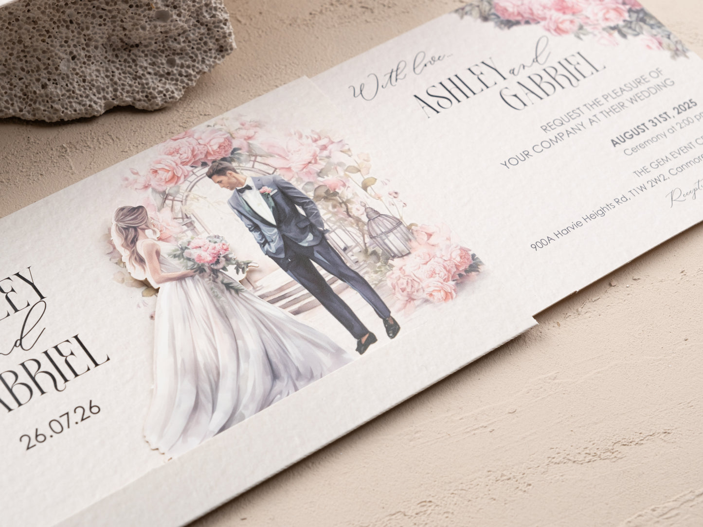 Elegant Slide Wedding Invitation - Floral Design