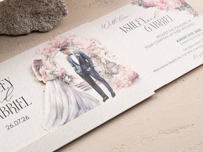 Elegant Slide Wedding Invitation - Floral Design