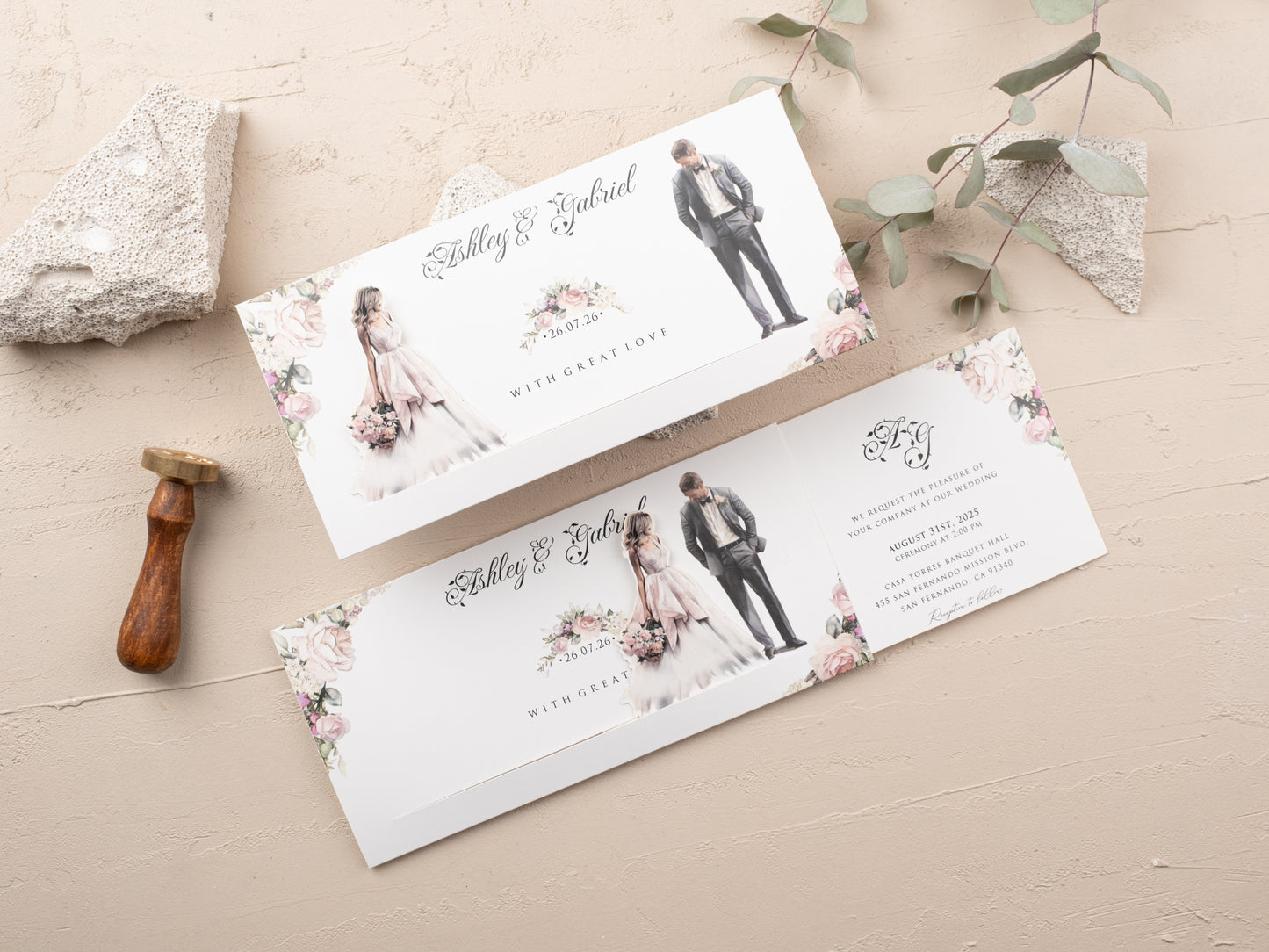 Romantic Floral Wedding Slide Invitation - Sliding Invite