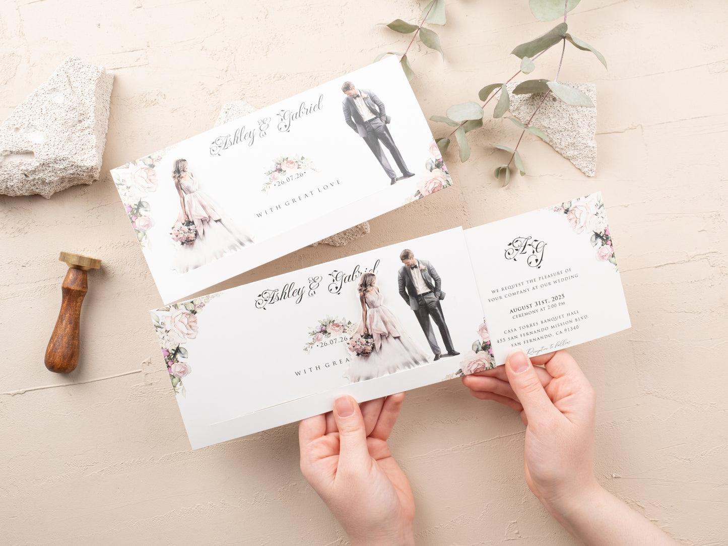 Romantic Floral Wedding Slide Invitation - Sliding Invite