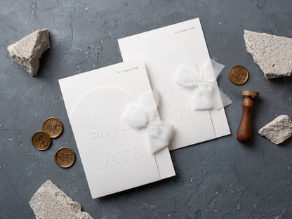 Embossed Save the Date Card: Minimalist Wedding Announcement