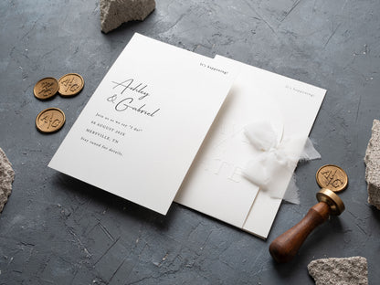 Embossed Save the Date Card: Minimalist Wedding Announcement