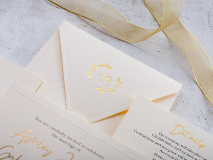 Ivory Paper Wedding Invitations with Gold Foil