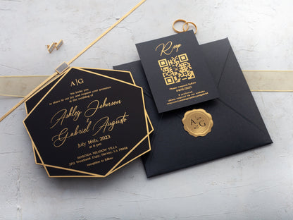 Black Acrylic Wedding Invitation