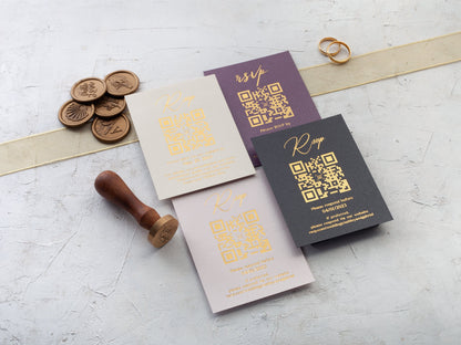 Rsvp Card with QR Code, Modern Wedding Response Card