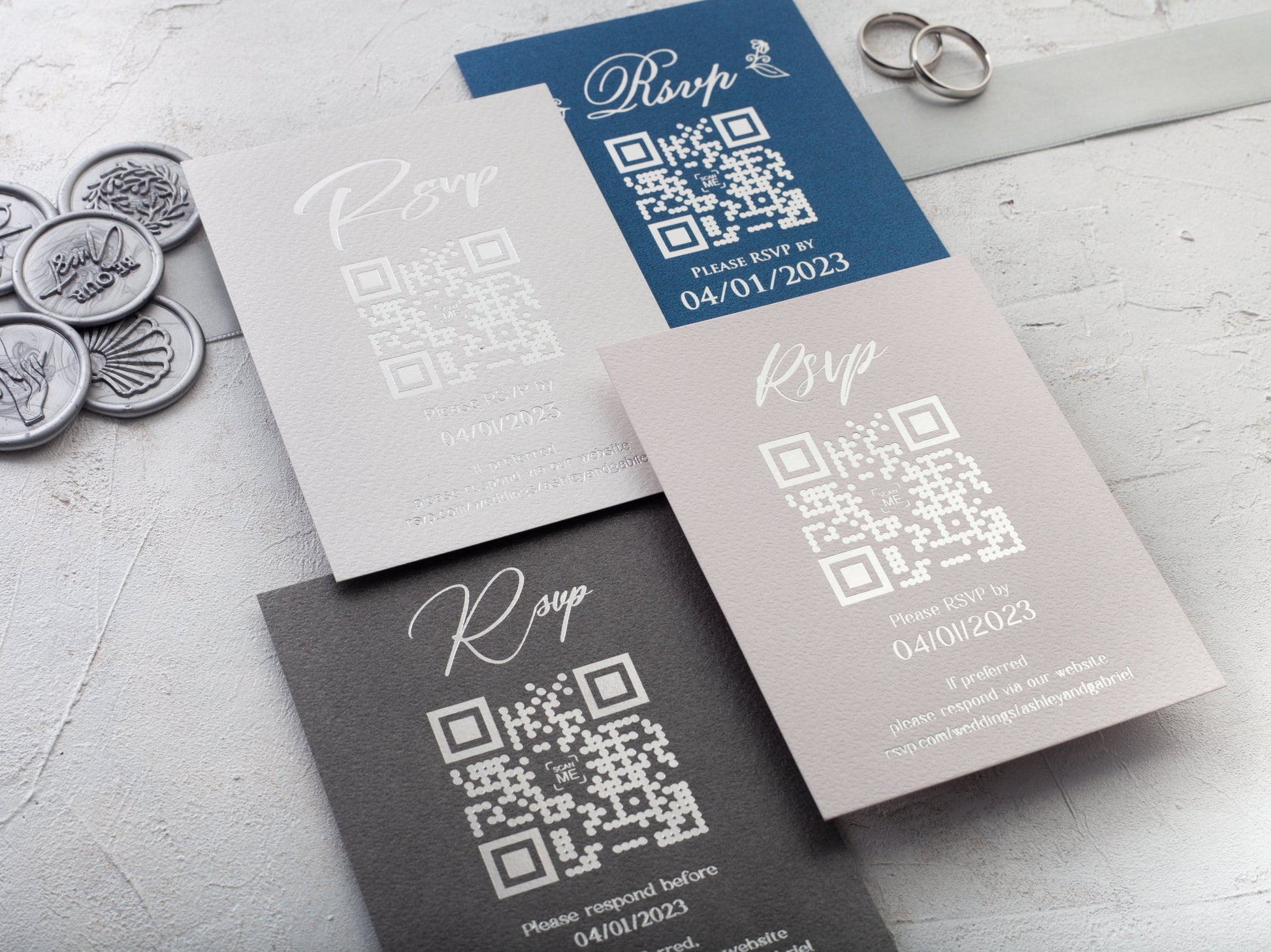 Rsvp Card with QR Code, Modern Wedding Response Card