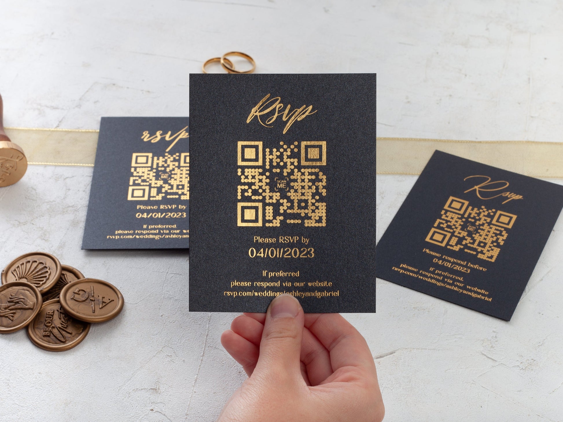 Rsvp Card with QR Code, Modern Wedding Response Card