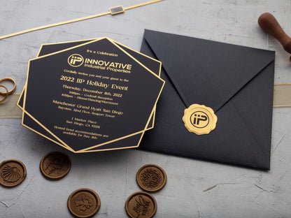 Black and Gold Acrylic Business Invitation