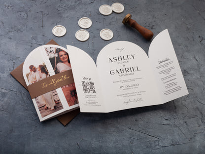 Modern Arch Wedding Invitation Suite with Photo | Elegant Wedding Invite Set