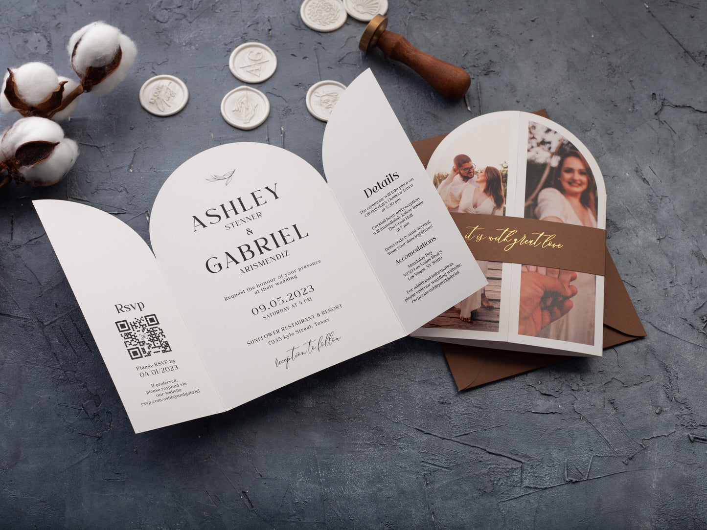 Modern Arch Wedding Invitation Suite with Photo | Elegant Wedding Invite Set