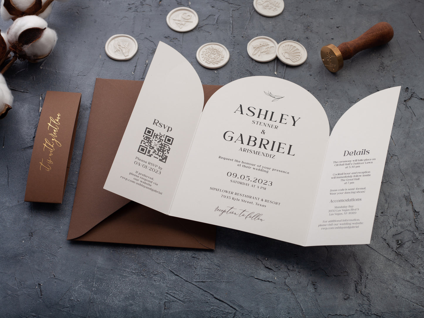 Modern Arch Wedding Invitation Suite with Photo | Elegant Wedding Invite Set