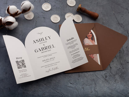 Modern Arch Wedding Invitation Suite with Photo | Elegant Wedding Invite Set