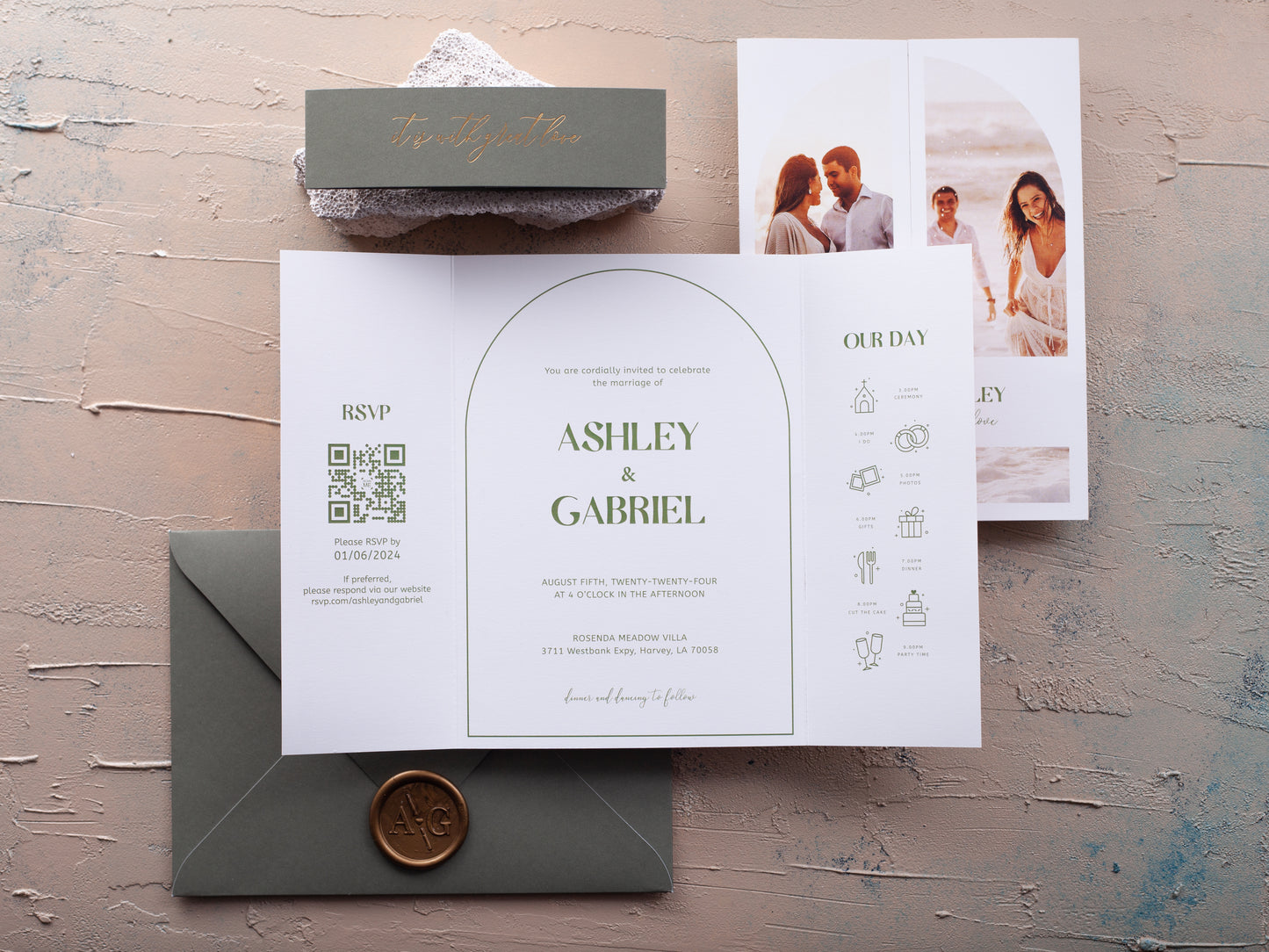 Elegant Gatefold Wedding Invitation