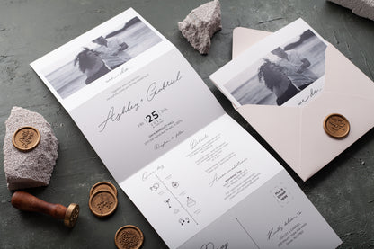 Trifold Wedding Invitation Cards with Photo and Rsvp