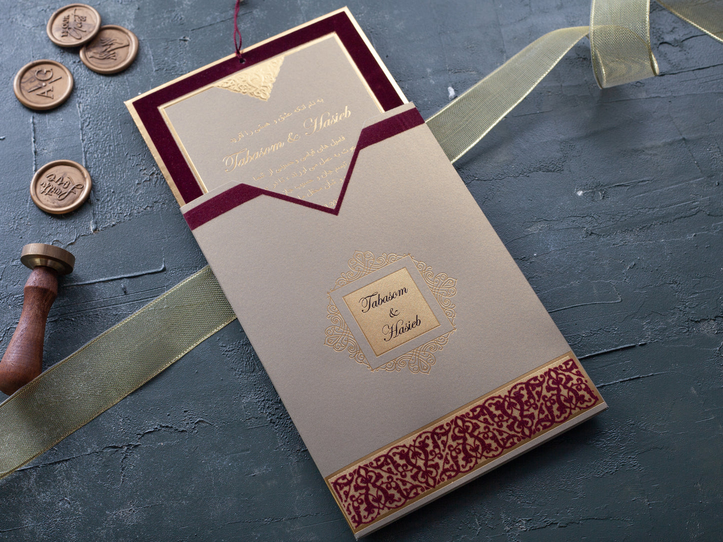 Velvet Patterned Wedding Invitations | Luxury Invitation Card