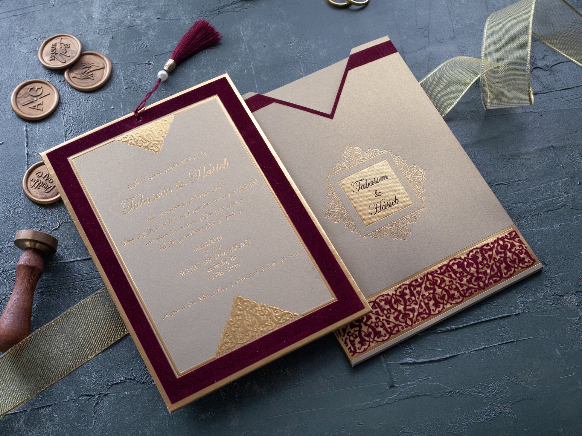 Velvet Patterned Wedding Invitations | Luxury Invitation Card