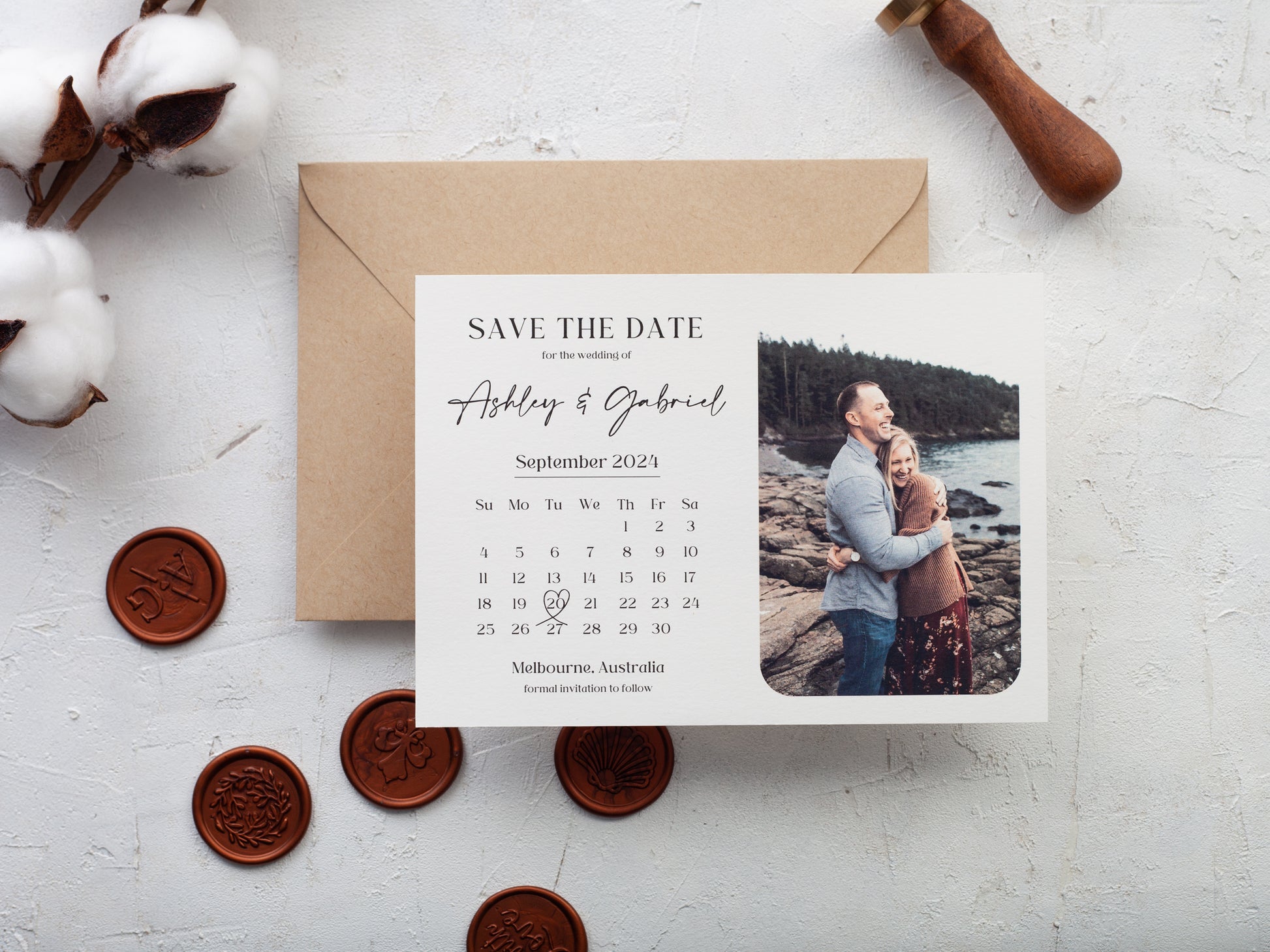 Save the Date Card with Photo and Calendar