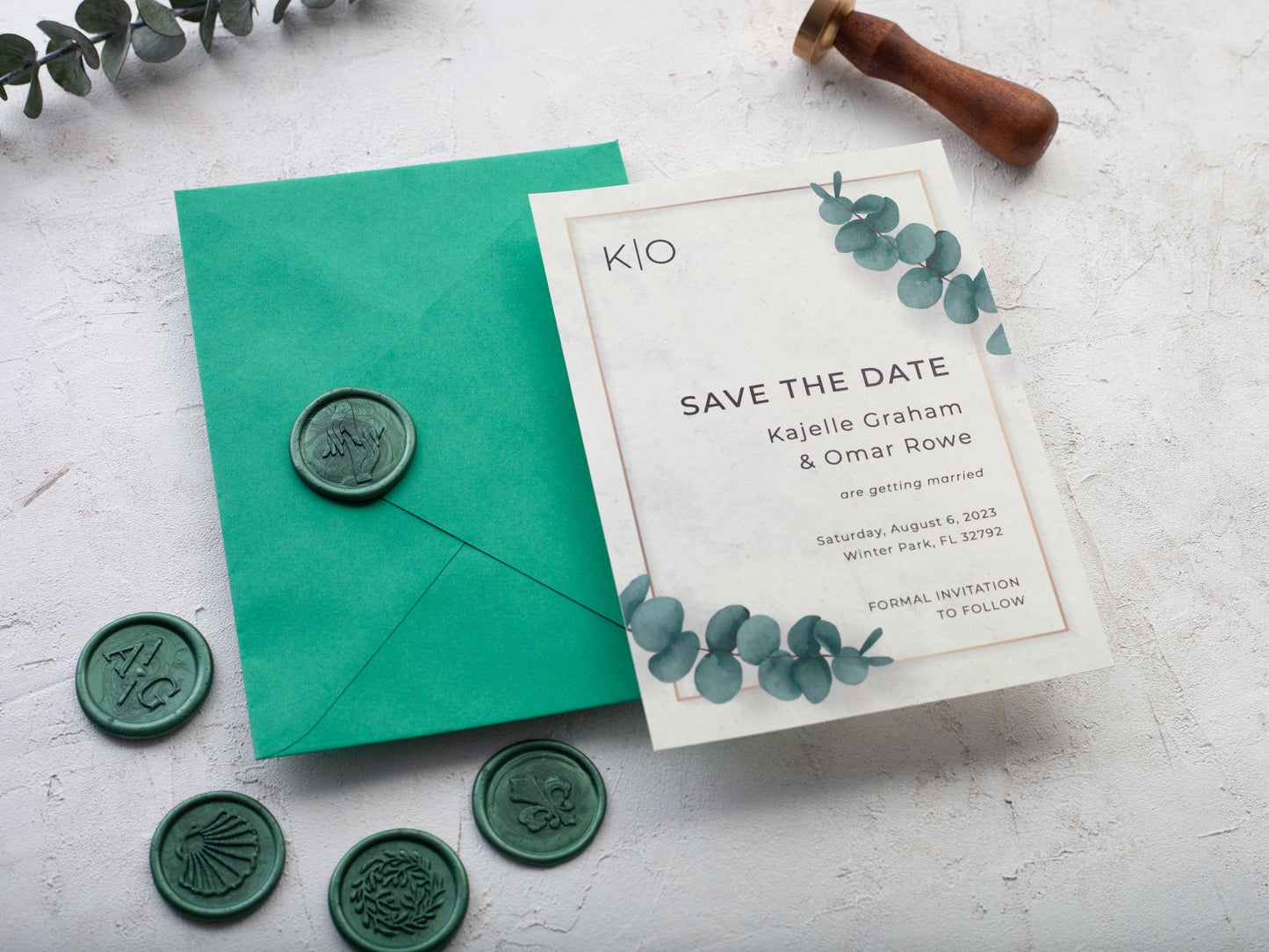 Eucalyptus Leaf Detailed Save The Date Card