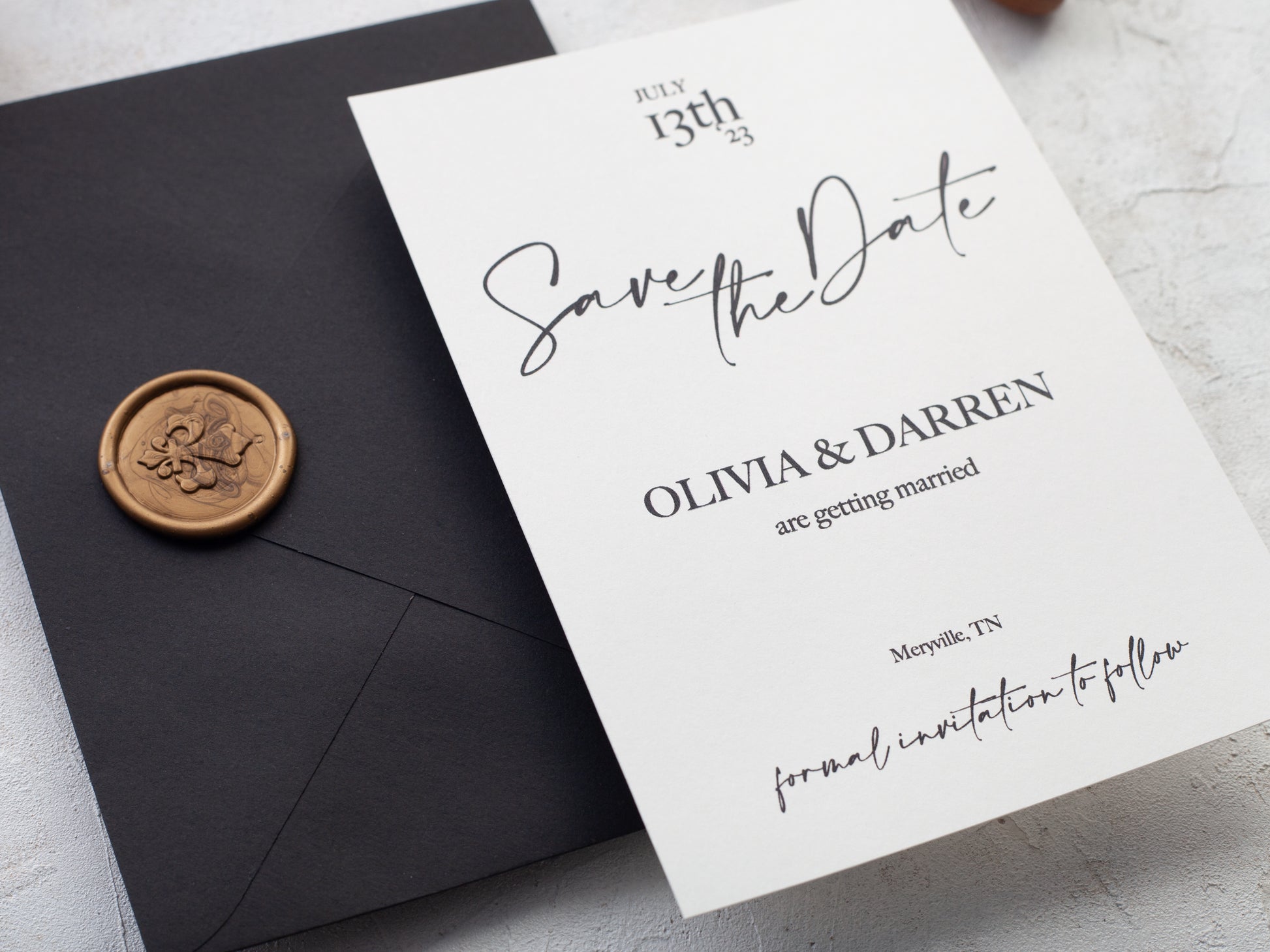 Calligraphic Save the Date Card