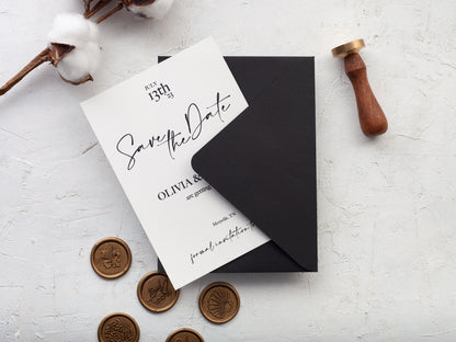 Calligraphic Save the Date Card