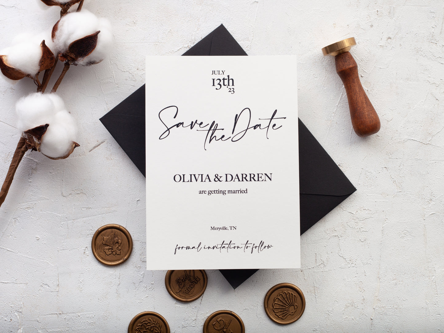 Calligraphic Save the Date Card