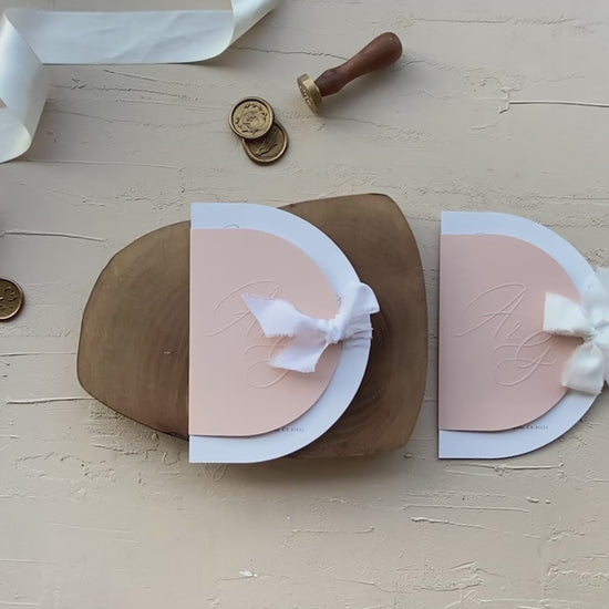 Blush pink wedding invitation set

