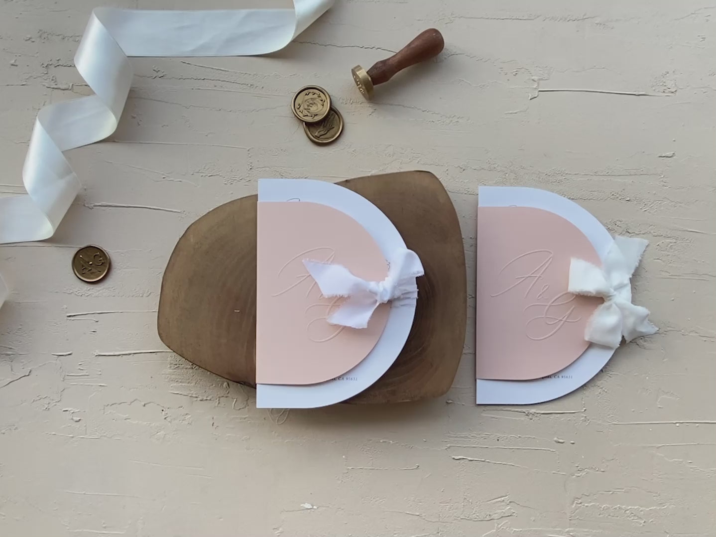 Blush pink wedding invitation set

