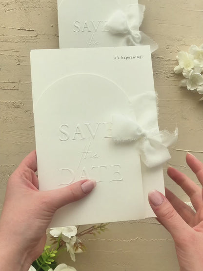 Embossed Save the Date Card: Minimalist Wedding Announcement
